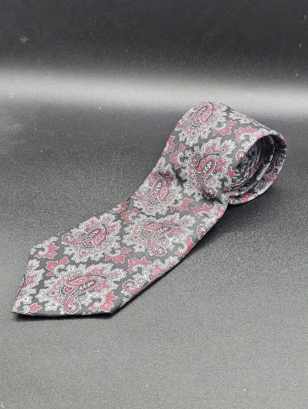 Santavelli Men's Black Red Blue Paisley Silk Necktie Luxury Business Tie